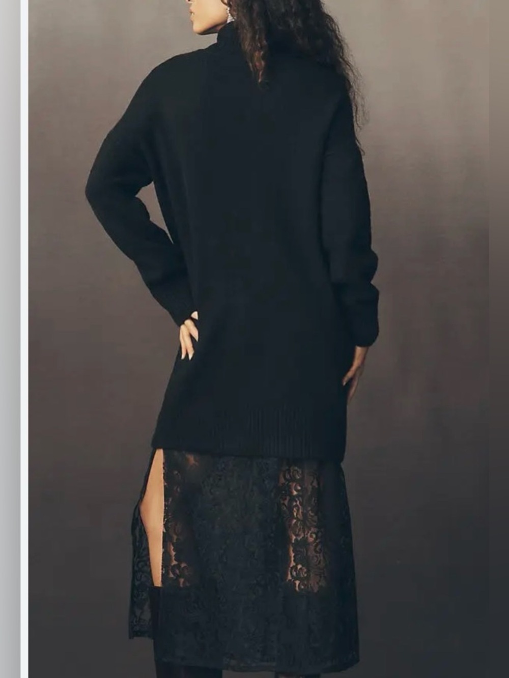 Anthropologie Black Ribbed Knit Sweater with Turtleneck size XS